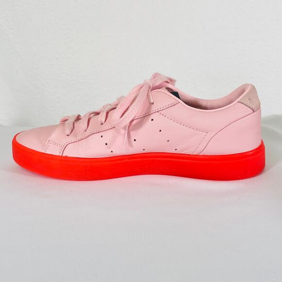Adidas Originals Casual Shoes SLEEK Diva Pink Leather Womens 9 Sneakers BD7475 - Picture 4 of 10